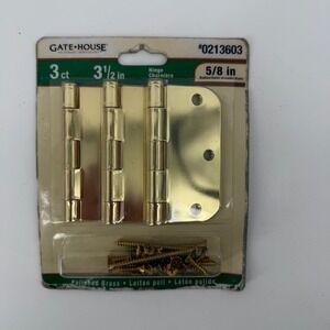 Gatehouse 3.5in Polished Brass Door Hinges 3ct 5/8in Radius 0213603 S841-510 NEW